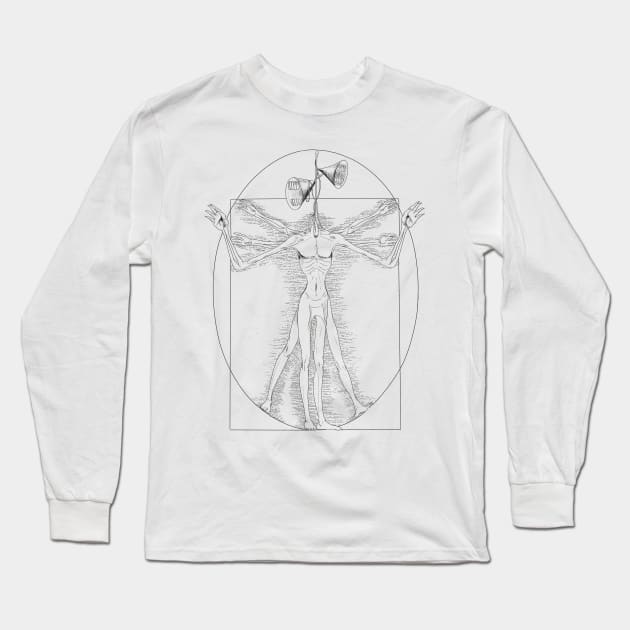 Sirenhead Vitruvian Man Long Sleeve T-Shirt by RatKingRatz